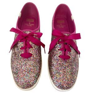 Keds x Kate‎ Spade New York Lace Up Glitter Sneakers Red Purple Size 11